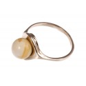 Auksinis žiedas su baltu gintaru "Poilsis"
