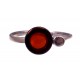 Gintaro - sidabro žiedas "Raudonas mėnulis"