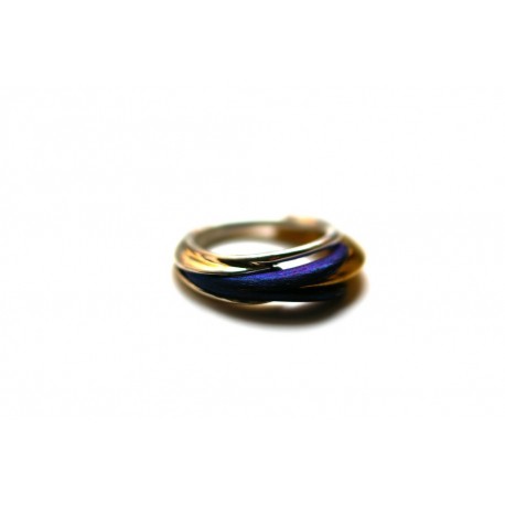 Sidabrinis žiedas su titanu ir auksuotu žalvariu